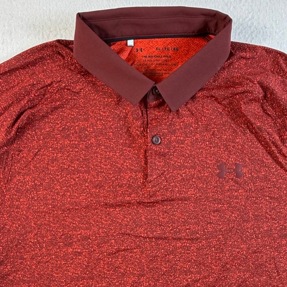 Under Armour Iso-Chill Polo Mens XL Loose Fit Performance Golf Shirt Red Heather